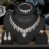 Necklace Earrings Set Luxurious Dubai Nigeria Cubic Zirconia 4pcs Bridal Jewelry For Women Wedding Banquet Dress Accessories