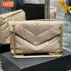 Bolsa de juguete de diseño de cuero de cuero genuino bolso de hombro clásico bache beige mediano 32cm 21 cadena mujer bolsos de hombro 10a