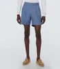 Shorts masculinos verão design italiano calças curtas casuais loro piana linho azul shorts de praia