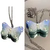 Chains Trendy Blue Butterfly Necklace For Fashion Forward Women Suitable Various Outfits