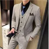 Herenpakken 2023 Nieuwste Gray Business Suit voor mannen 3 stuks (jasbroeken Vest) Britse stijl Kantoor devisement Homme