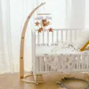 Деревянная детская кроватка, висящая погремучная мультфильм, медведь мягкая войлока, звездная луна, колокол Монтессори, образовательная игрушка, подарок новорожденного HKD230817