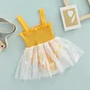 Girl's Dresses Baby Girls Summer Romper Dress Sleeveless Butterfly Embroidery Skirt Bodysuit