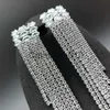 Charm Pendientes de mujer Pendientes largos de borla de cristal de diamantes de imitación de plata para mujer Pendientes colgantes de gota nupcial WeddJewelry J230817
