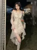 Abiti casual manica sbuffi festa coreano mini abito donna stampa floreale vintage dolce femmina designa irregolare causale estate 2023