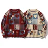 Erkek Sweaters Y2K Vintage Sweater Erkekler Hip Hop Sokak Giyim Harajuku Retro Japon Tarzı Aşk Büyük Boyu Kadınlar Örme Kazak Yün Külot 230816