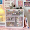 Pencil Cases MINKYS Kawaii Large Capacity Transparent Drawer Type Desktop Organizer Desk Storage Box Pen Holder School Office Stationery 230816