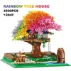 Blocks Creative Rainbow Sakura Tree House Building Blocks City Street View with Light Model Micro Assemble B Toys Kids Adult Gifts R230817