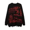 Maglioni maschili strappati da donna goth y2k mascheri vintage neri oversize maglione a maglia a maglia harajuku anime streetwear moda inverno tops plulover 230816