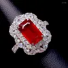 Küme halkaları diwenfu orijinal 925 STERLING Gümüş Rubellite Taş Yüzüğü Kadınlar için Anillos De Kırmızı Yakut Takı Parti Anel Anel