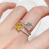 Band Rings Huitan Trendy Opening Ring Luxury Fashion Lady Engagement Party Accessories With Shiny Cubic Zirconia Stylish justerbara smycken J230817