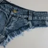 Kvinnors jeans sexiga thong denim shorts kvinnor mode rippade korta sommar trosor damer vintage knapp blixtlåsbyxor