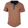 Camisetas masculinas Camisa de treino de homens da moda Trendência sólida de manga curta Botão superior casual camisetas grandes e altas para