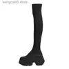 Boots Women's Over The Knee Sock Boots 2023 Winter New Fashion Stretch Thick Heels Knitted Long Boots Women Slip on Platform Shoes T230817