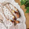 Pendant Necklaces Ins Vintage Forest Wood Beads Creative Handmade Hazelnut Necklace Bracelet Women Ethnic Jewelry Gifts For Girls