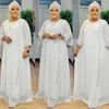 Vêtements ethniques 2023 Robes africaines pour femmes Automne à manches longues O-cou vert rose blanc robes musulmanes Abaya Vêtements