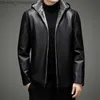 Men's Jackets Men's Winter Wool Warm Leather Jacket 2023 New Men's Hat Detachable Business Casual Thick PU Leather and Suede Brand Coat Z230817