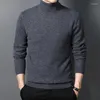 Suéteres masculinos suéter de lã grossa etono de inverno gurtleneck cashmere jumper masculino casual malha de cor sólida pura quente