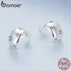 Charm 925 Sterling Silver Half Circle Star Stud Earrings Platinum Plated Zircon For Women Fine Jewelry BSE884 230816
