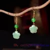 Dingle örhängen grön jade blomma zirkon chalcedony 925 silver amulet gåvor mode kvinnor ädelsten naturliga kristallsmycken charm