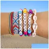 Cadena 6 PCS Conjunto de cartas de letras hechas a mano Rope VSCO Girl Friendship Bracelet Colorf Boho Boho Pulseras afortunadas Ajustable Joyería F Dhljc