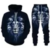 Tracksuits Transuits Trend Animal Lion 3D Print Tracksuit Tracksuit Troops Hoodie و Pants 2PCs Sweghers Sweghirt Fashion Clothing