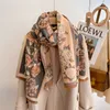 Écharpes écharpe en cachemire d'hiver floral de luxe pour les femmes conception de couverture épaisse poncho pashmina chaude châle enveloppe femelle bufanda echarpe 230817