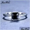 Rings Cute Fashion Female Small Square Ring Sier Color White Zircon Stone For Women Promise Love Engagement Drop Delivery Jewelry Dhoiw