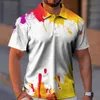 Polos masculinos homem verão polo camisas 3d graffiti impresso lapela todos os dias casual botão tops oversized magro masculino roupas de golfe 6xl 230817