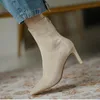 Boots Women's Boots Autumn Winter Stretch Fabric Sock Mid-calf Boots Sexy Ladies Thin High Heels Shoes Pointed Toe Female Pumps 230816