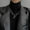 Hanger kettingen retro kpop letter ketting dubbele kanten roestvrijstalen trui trui ketting hipop choker paar ketting voor vrouwen mannen sieraden cadeau nieuw J230817