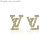 Stud Fashion Women 18K Gold Ploated Designer Ear Stud oorbellen Brandontwerpers Geometrie Letters Crystal Rhinestone Earring Wedding Party Joodlry Z230817