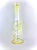 Tubi fumatori Silver Fumed Recycler Bong 16 pollici 14 mm Giunto singolo in linea Perc di alta qualità con ciotola di corno chiaro