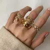 Anneaux de bande 4pcs / set punk metal anillos anneaux ronds set gold couleur ouverts anneaux pour les femmes accessoires de fashion de mode bijoux pour femmes ring j230817