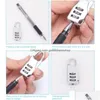 Autres ménages Sécurité Sécurité 3 Combinaison Viette de voyage Lage Lage Code Code Lock Zipper Graquez Boîtes de bijoux Boîtes à outils Zinc All Dhfjy