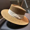 Breite Krempelnhüte 2023 Brand Flat Circular Top Sun Hut Strohkappe für Frauen Summer Visor Caming Fischereiferien Vintage Vintage