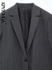 Kobiety damskie Blazers Kpytomoa Kobiety moda przednia przycisk Pinstripe Blazer płaszcz Vintage Klapa z długim rękawem Kobieta Opieka wierzcha Chic Vestes Femmes 230817