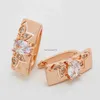 Charm New Flower White Natural Zircon Rectangle Women Romantic Fashion Jewelry 585 Rose Gold Color Unique Gift Dangle örhängen J230817