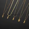 Pendant Necklaces Gold Color A-Z Alphabet Letter Pendant Necklace Stainless Steel Chain Choker Collares Necklace for Women Fashion Jewelry DIY J230817