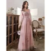 Etnische kleding vrouwen roze applique lange avondjurken elegante a-line tule prom jurk vestidos de fiesta