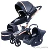 Passeggini# baby passeggino 3 in 1 carrozzina di lusso per carrello neonato in pelle alta paesaggio carrello rotante rotante baby guscio R230817