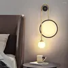 Lámpara de pared cobre luz nórdica de lujo dormitorio led estrellado en la cama moderna bulbo de televisión minimalista