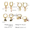 Charm Yachan 18K Gold Bated Brincos de argola de aço inoxidável para mulheres Charms rosa de pedra natural Jóias impermeáveis ​​J230817