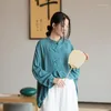 Aktiva skjortor Bomullslinne Kvinnor Yoga Tai Chi Meditation Kinesisk stil Öppen Front Jacket Cardigan Casual Travel Workout Kungfu Shirt