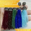 Серьги с богемией белый CZ Cz Pure Gold Crown Crown Beads Charms Charce Green Vine Red Pink Tassel для женщин