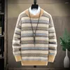 Maglioni maschile 2023 uomini a righe invernale a strisce invernali Autumn cink abbigliamento per maglieria casual Pullover Streetwear Jumper B80