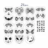 Tatouages ​​temporaires 21pcs de Noël de Noël halloween kids réutilisable dessin art bricolage vif de style lavable pour le corps de peinture de carrosserie des pochoirs 2308017