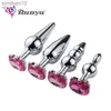 Anal Toys New Metal Anal Plugs + Crystal Jewelry Rosy Colors Small Anal Sex Toys For Women Men Anal Beads Anal Tube Adult Sex Products HKD230816