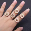 Band Rings Hot Sale Fashion Luxury Inicial 26 Alfabeto Ajustável Color Gold Zirco