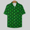 Mäns avslappnade skjortor Green Shamrock Clover St Patricks Day Beach Shirt Hawaiian Y2K BLOUSES Män trycker stor storlek 3xl 4xl